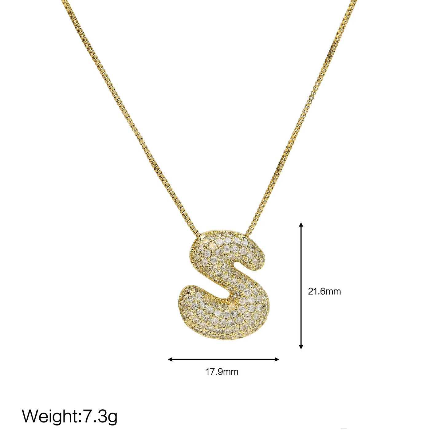 Luxury Zircon Alphabet Pendant Necklace