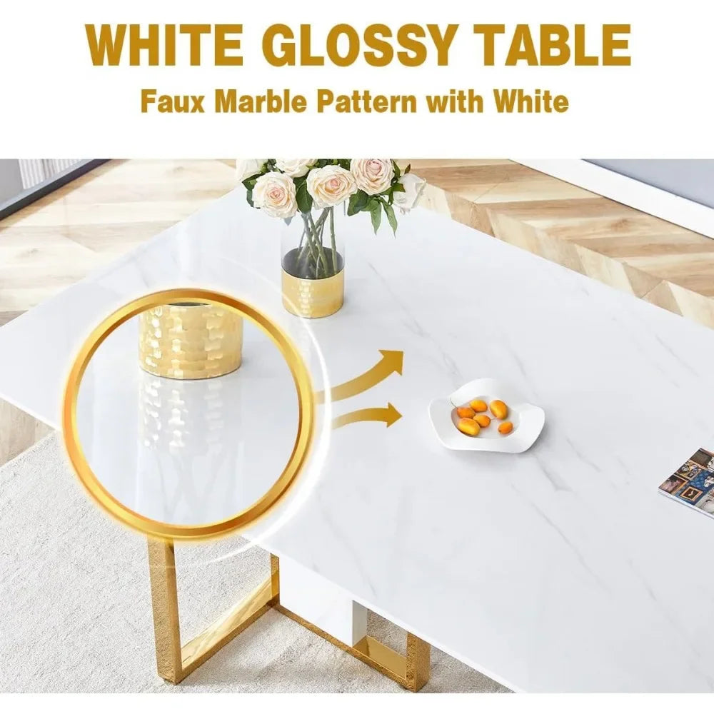 Gold Base Luxury Dining Table Set