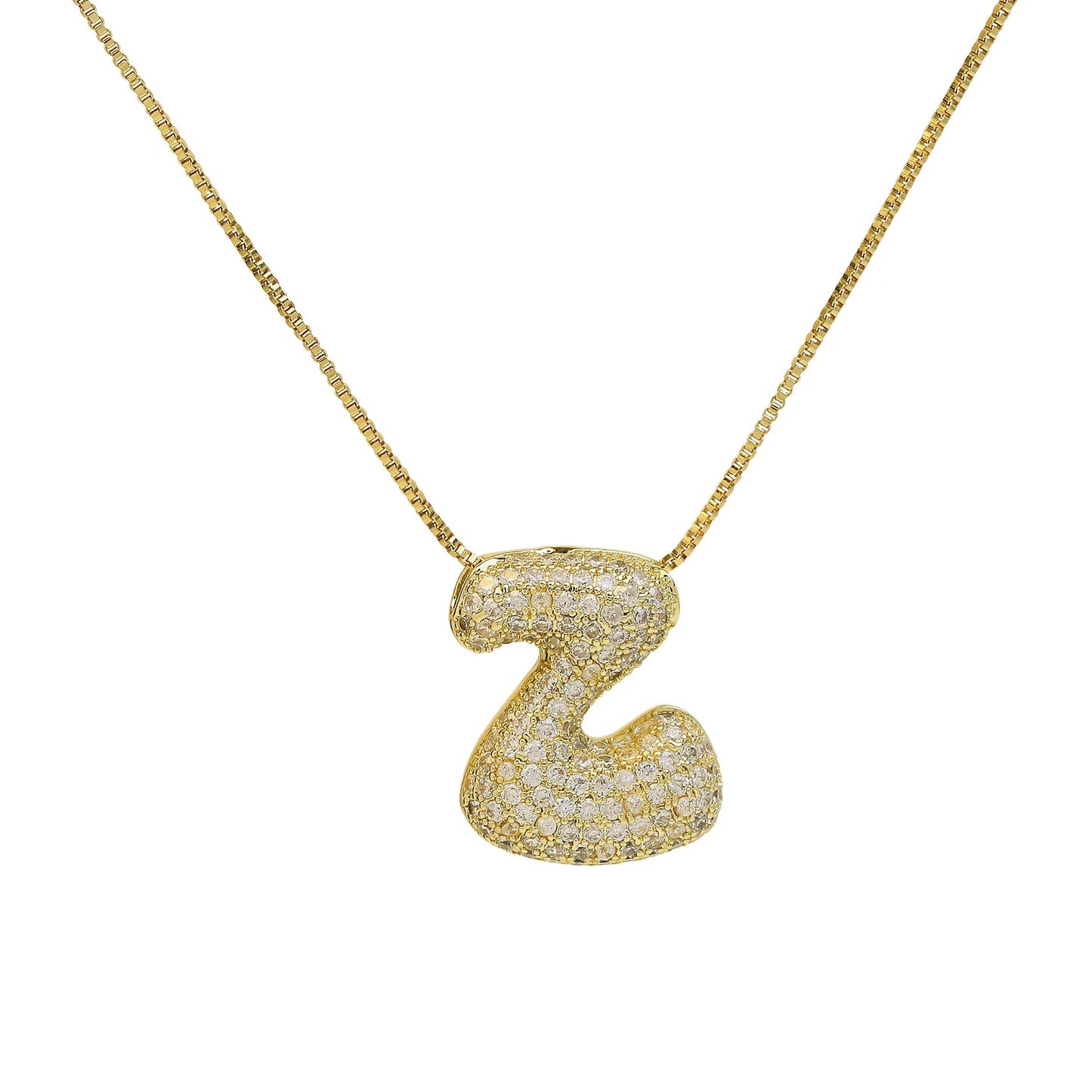 Luxury Zircon Alphabet Pendant Necklace