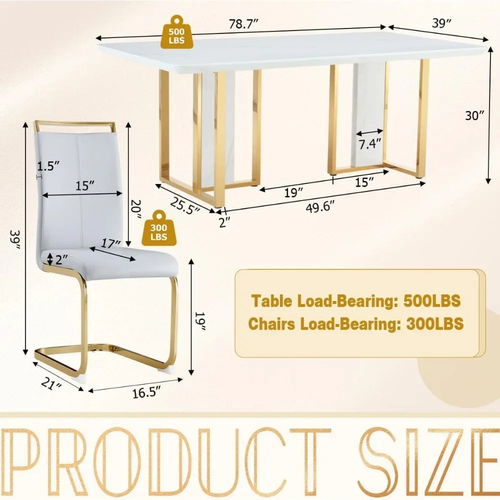 Gold Base Luxury Dining Table Set